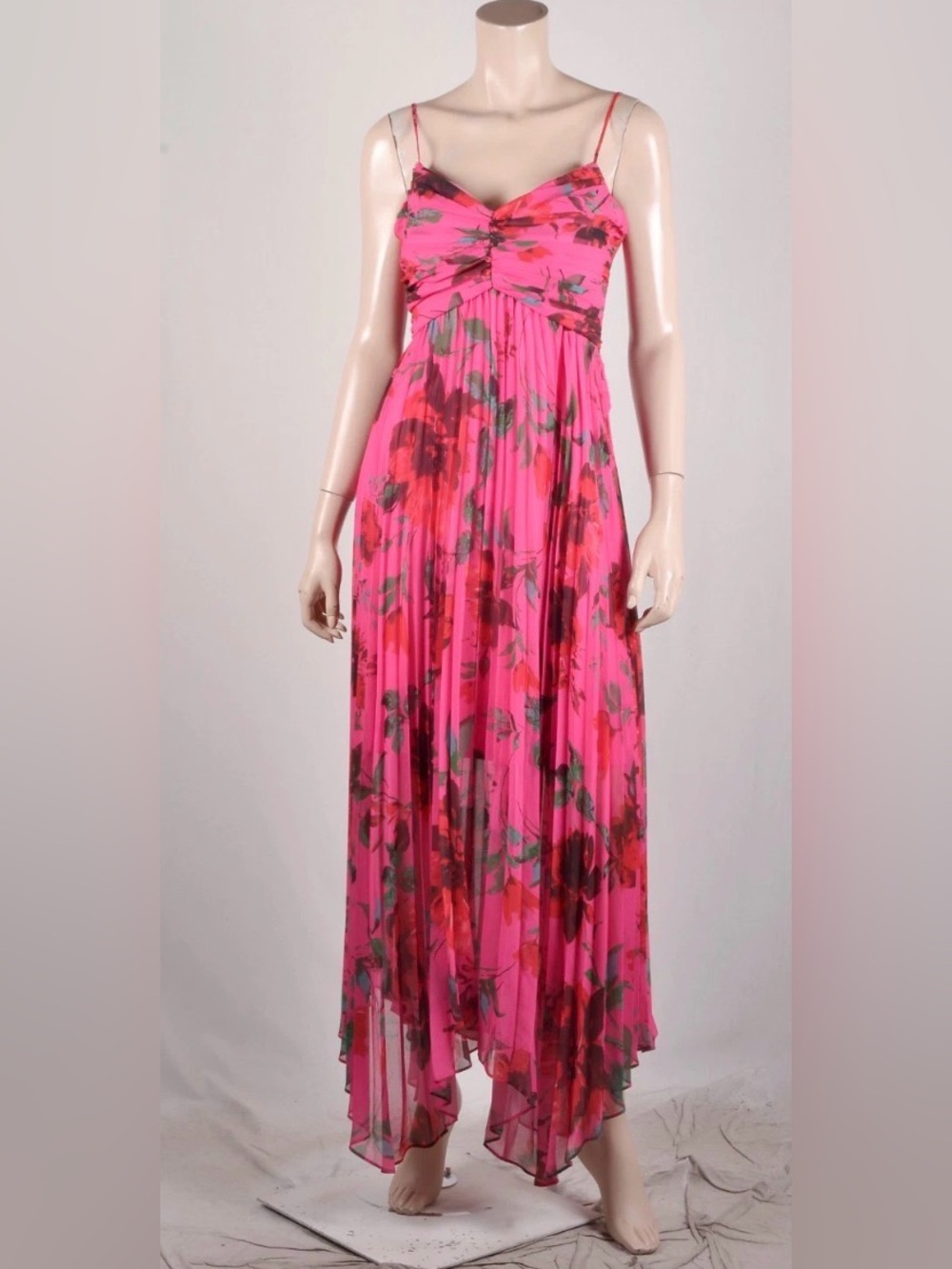 Xscape Pink Floral Sweetheart Neckline pleated. Size 12. NWT. - Picture 6 of 6